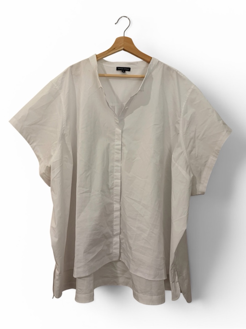 Universal Standard White Oversized Short Sleeve Poplin Shirt Size 4X Coastal